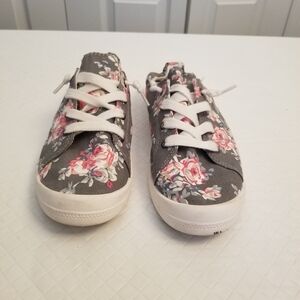 SO Floral Women's Casual Sneakers Scrunch Back Comfy Size 8.5